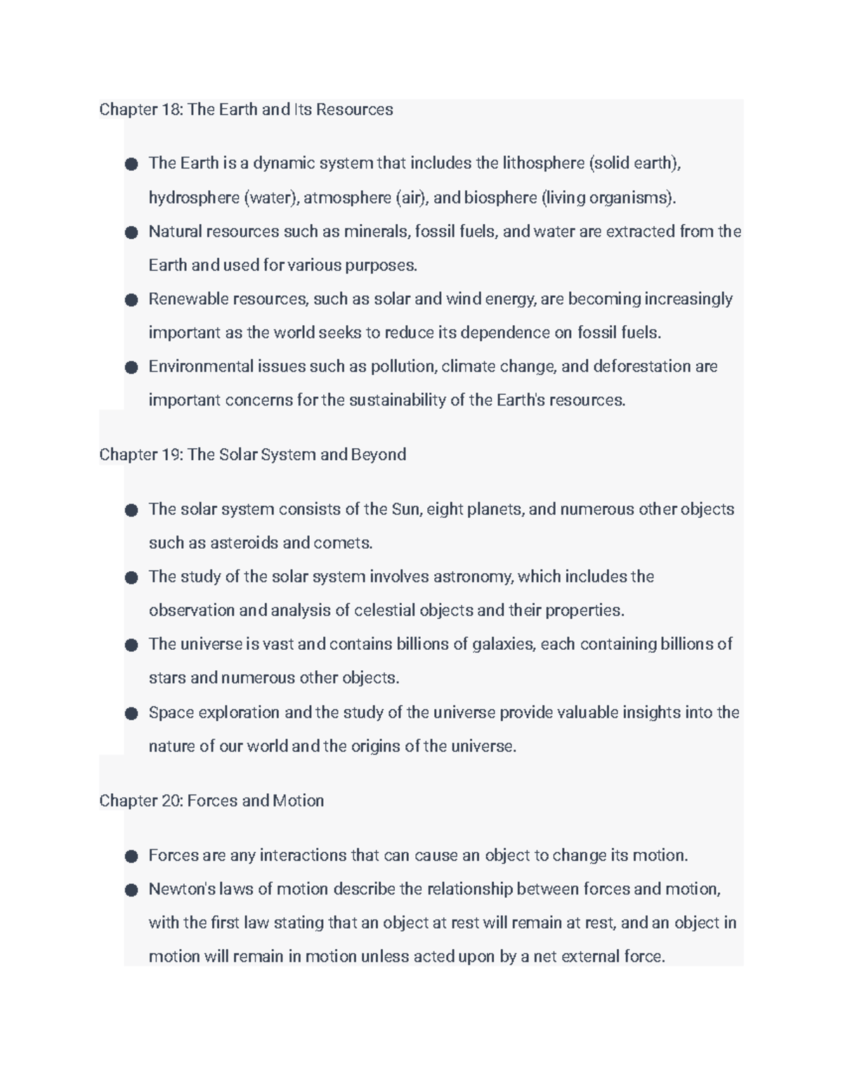 Fundamentals of Science Chapter 18 The Earth and Its Resources The