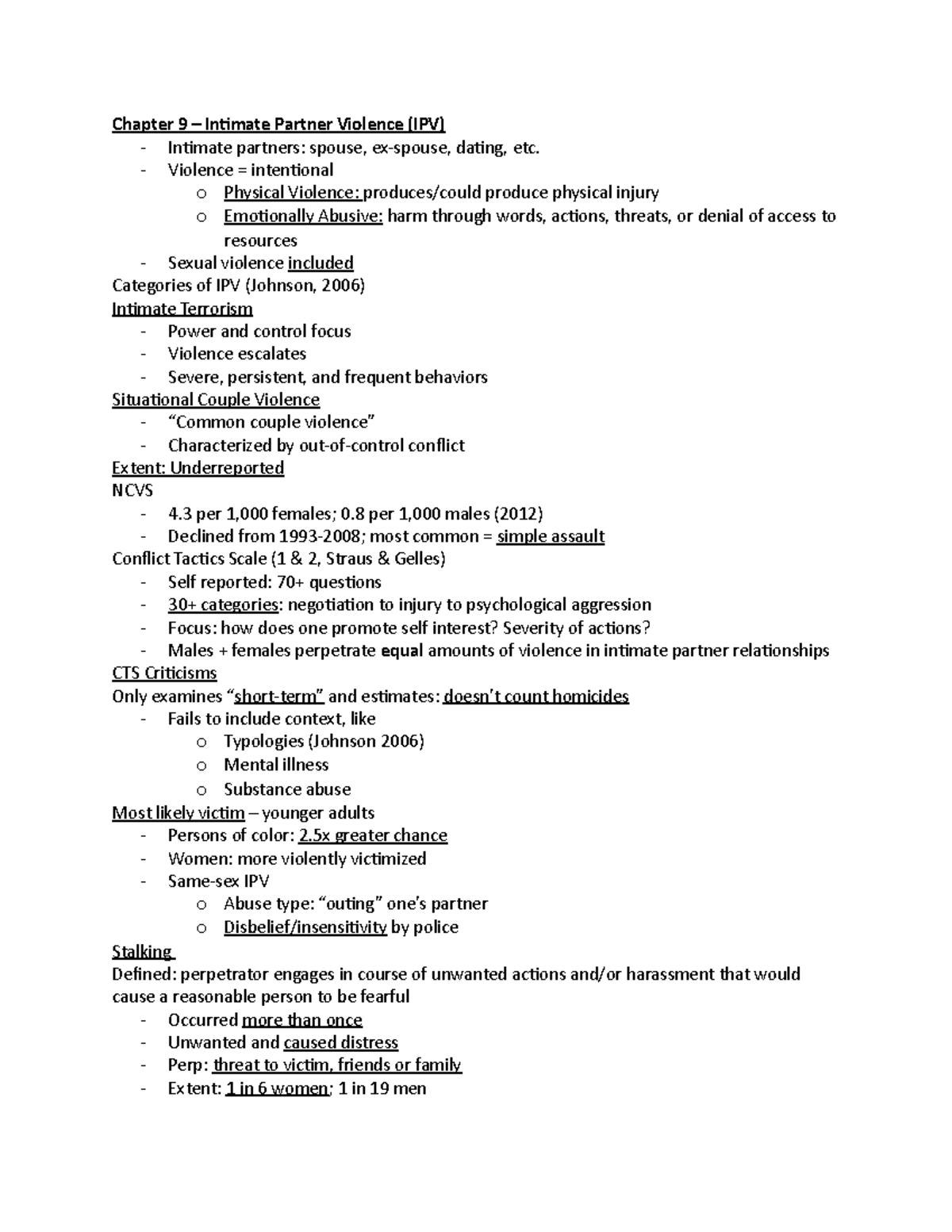 Chapter 9 - Dr. Duncan - Chapter 9 – Intimate Partner Violence (IPV ...