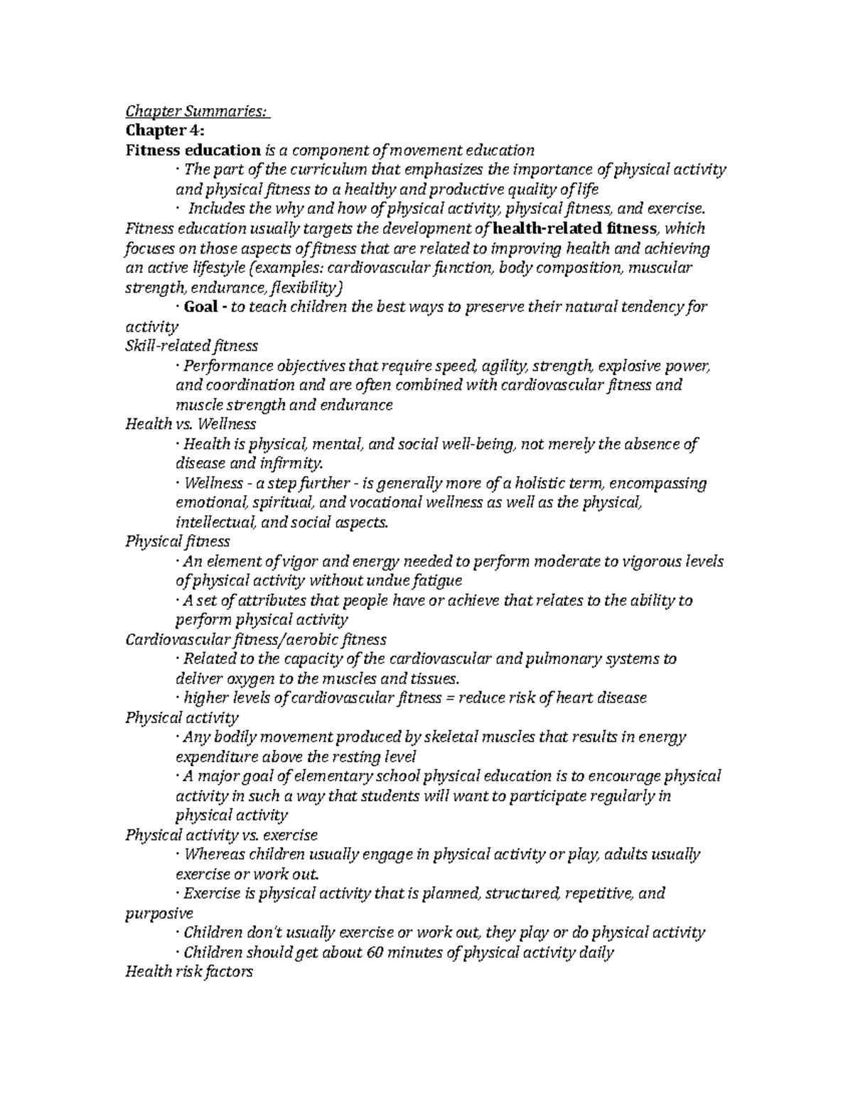 Pe final study guide - Summary Pe For The Elem Tchr - Chapter Summaries ...