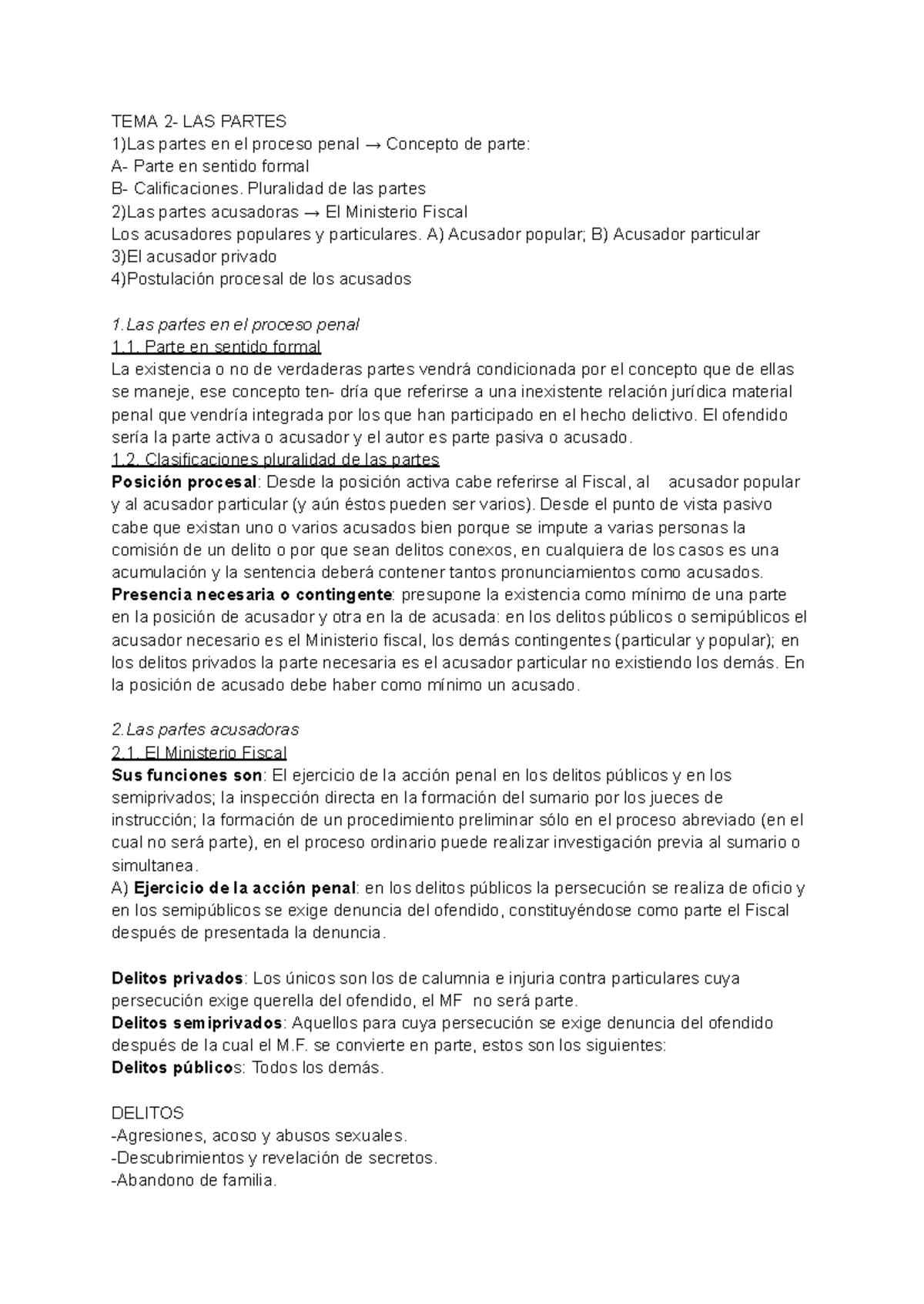 TEMA 2- LAS Partes PP - TEMA 2- LAS PARTES 1)Las partes en el proceso ...
