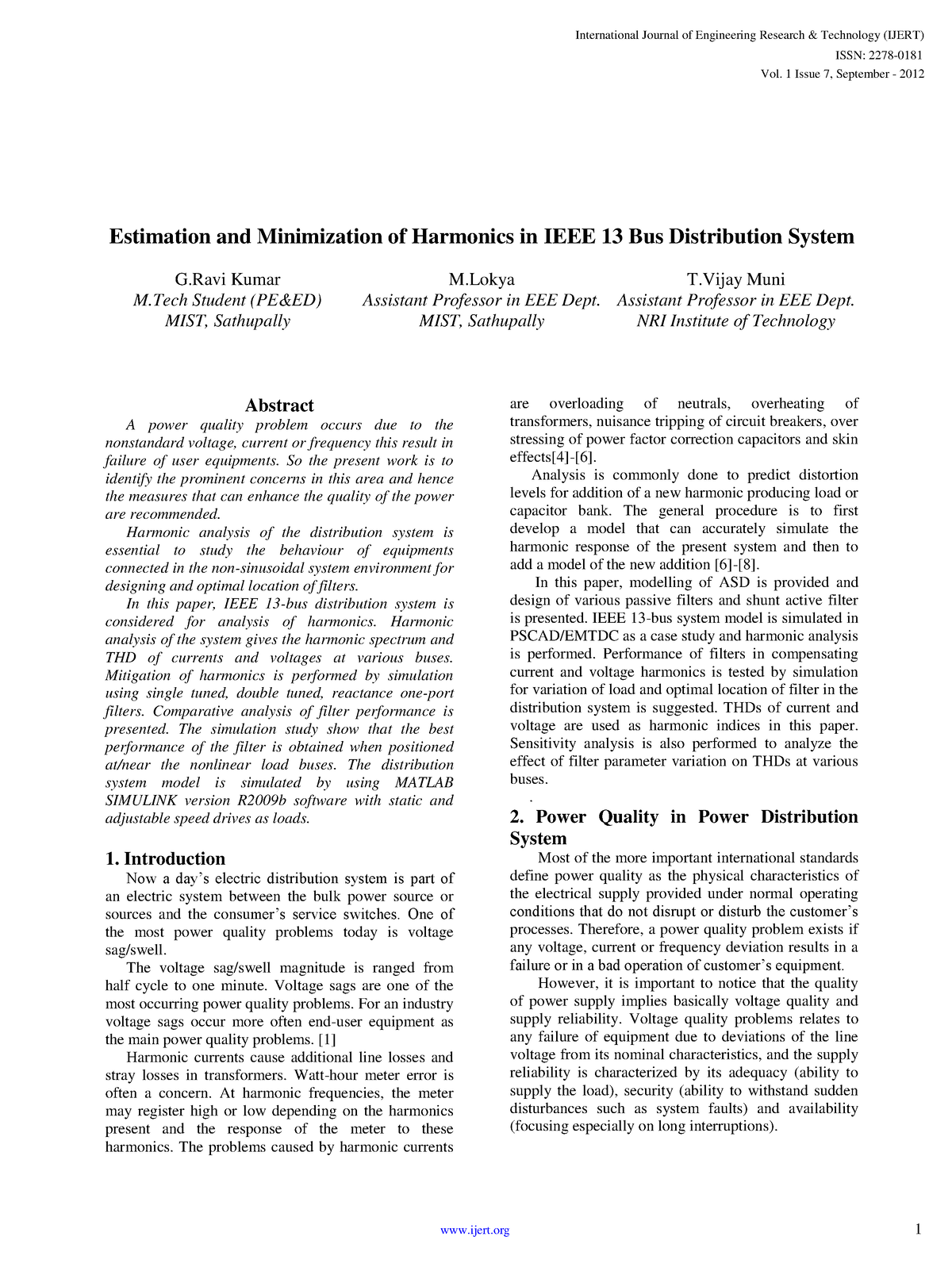 P29 - Control - Estimation And Minimization Of Harmonics In IEEE 13 Bus ...