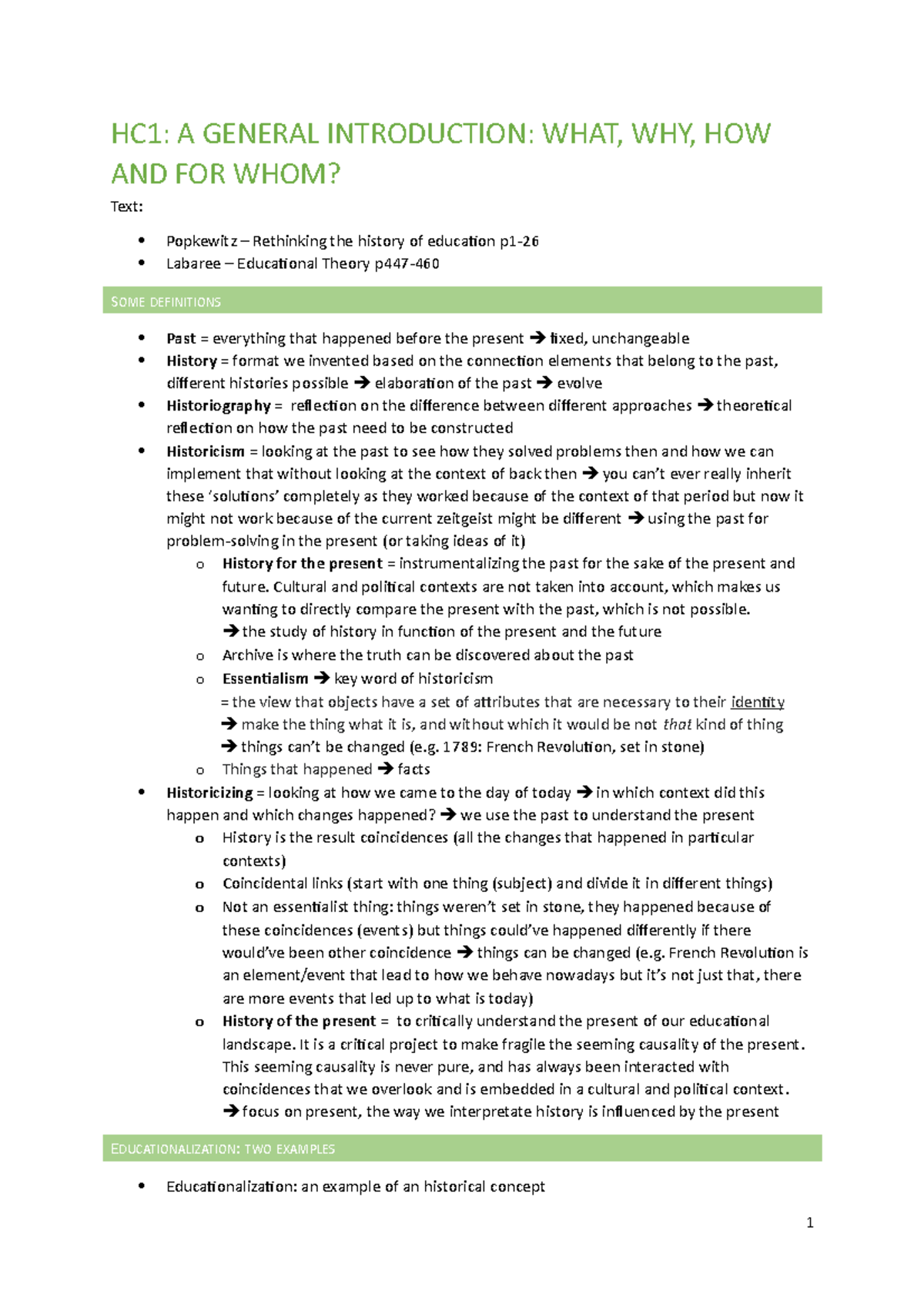 Hc1 Samenvatting Hoorcollege 1 Hc1 A General Introduction What