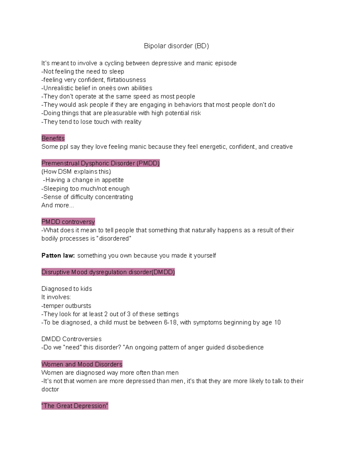 MTL health(BD)sep 22 - Great notes! - Bipolar disorder (BD) It’s meant ...