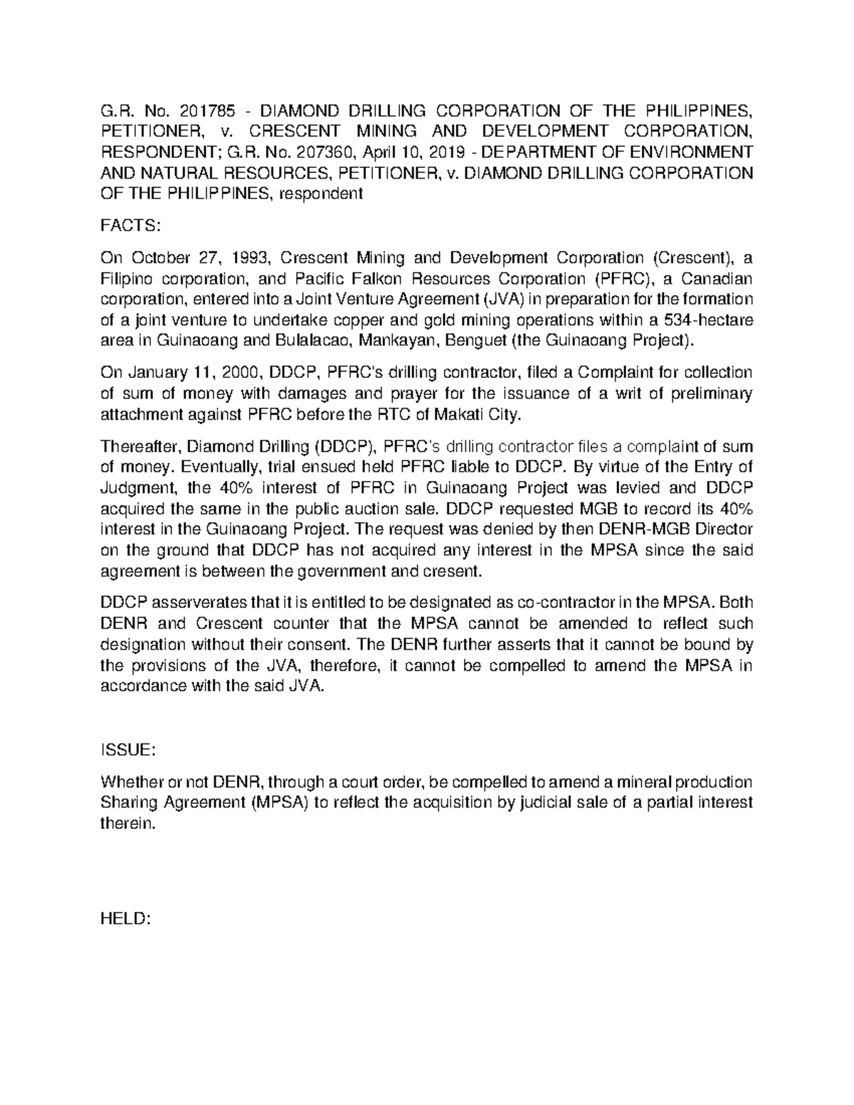 G.R. No. 2017 85 - Diamond Drilling Corporation OF THE Philippines ...