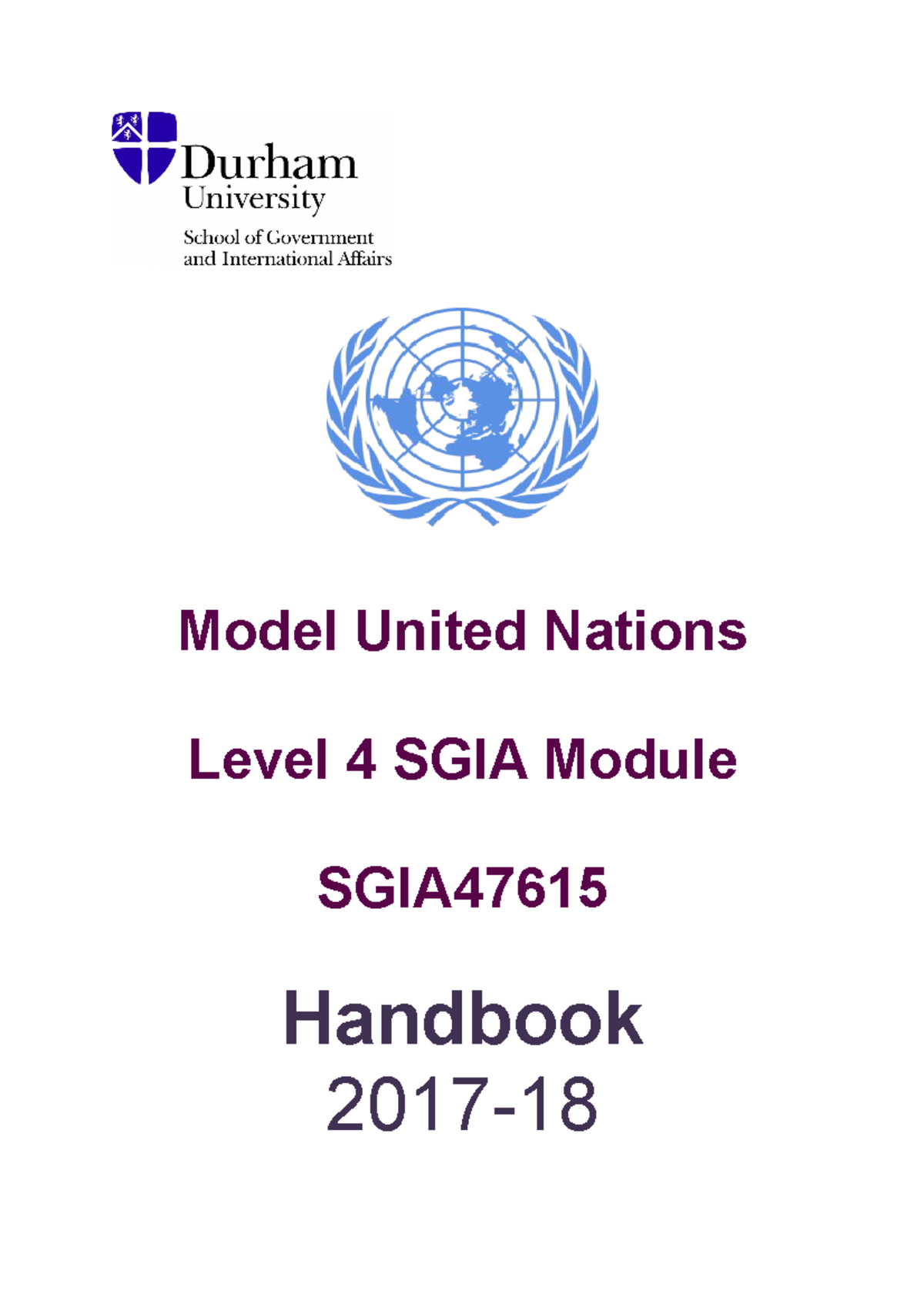 Model UN Handbook 1718 Model United Nations Level 4 SGIA Module