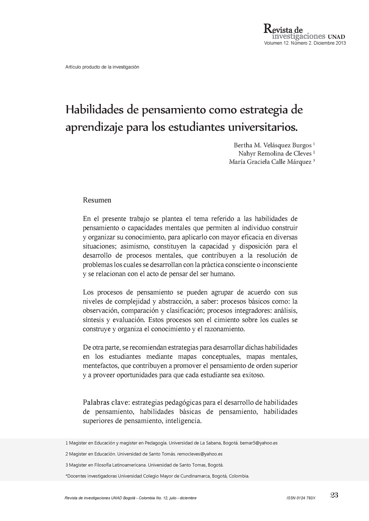 Habilidades Del Pensamiento Como Estrategia De Aprendizaje - 23 UNAD ...