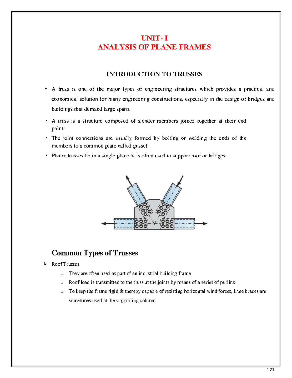 Analysis OF Plane Frames - UNIT- I ANALYSIS OF PLANE FRAMES ...