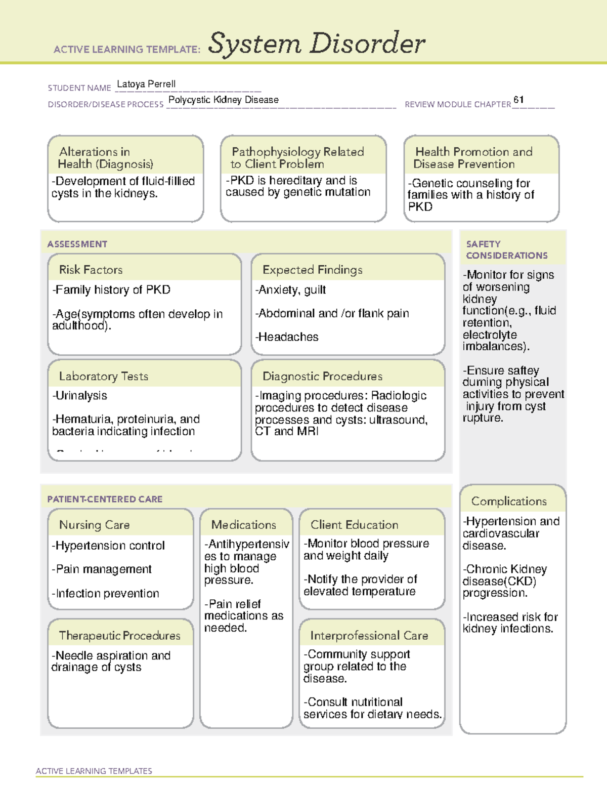 Disease Diagnosis Concept Map ATI Polycystic Kidney Disease ACTIVE LEARNING TEMPLATES System Disease Diagnosis Concept Map ATI Polycystic Kidney Disease ACTIVE LEARNING TEMPLATES System