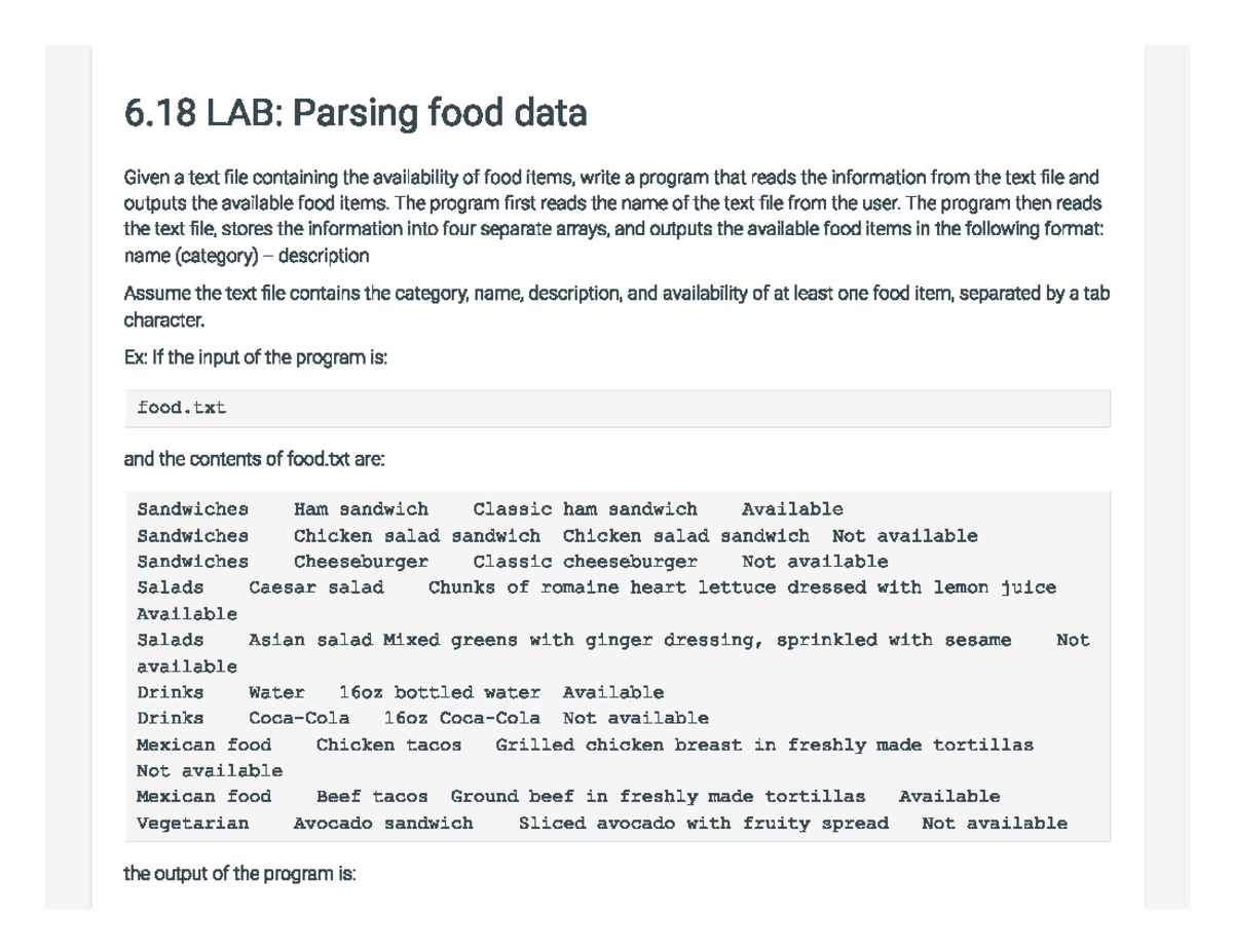 It 145 lab 6 18 parsing food data it145 studocu