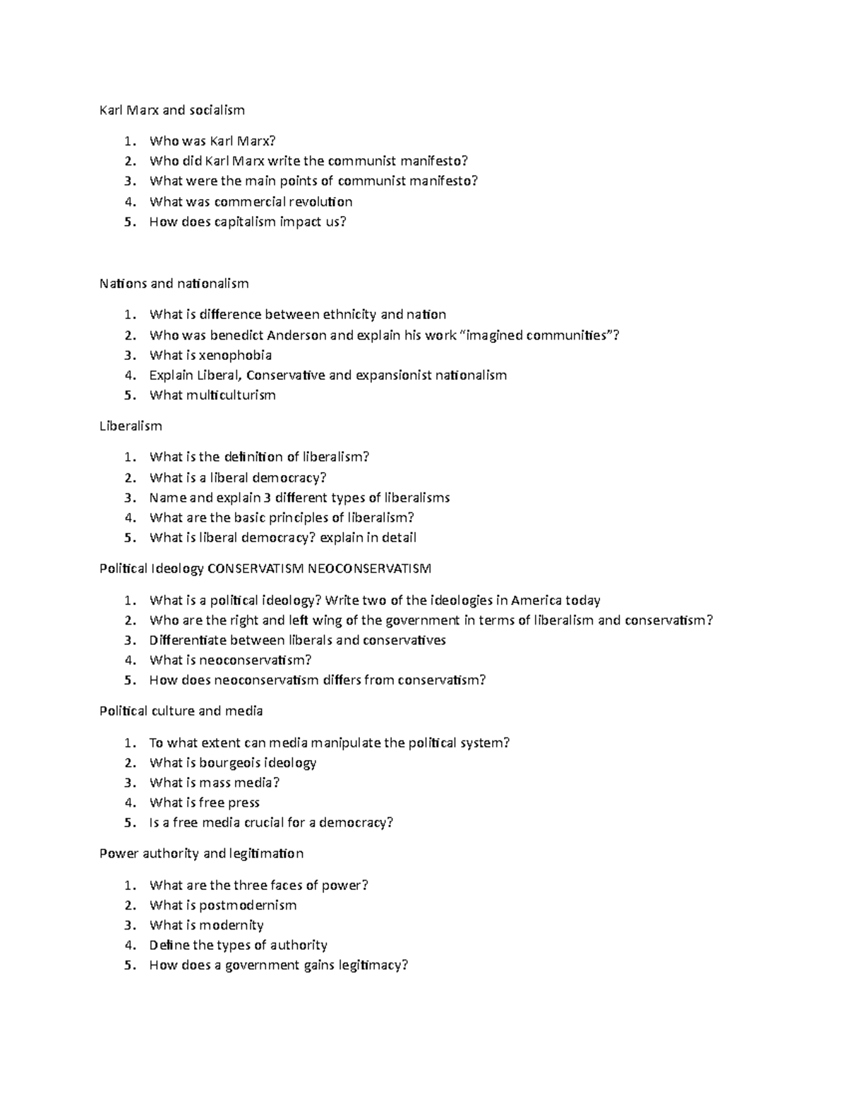 political science questions - intro to pol sci - LUMS - Studocu