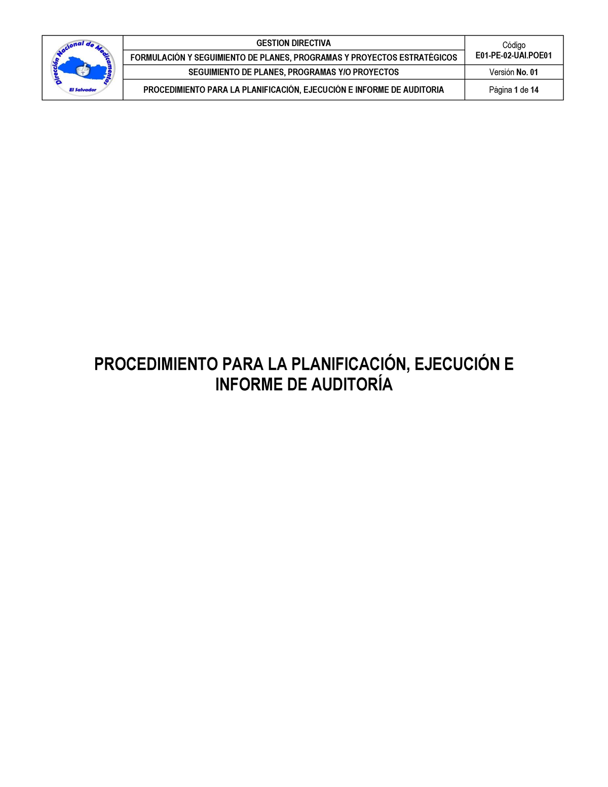 E01-PE-02-UAI.POE01 V01 - FORMULACI”N Y SEGUIMIENTO DE PLANES ...