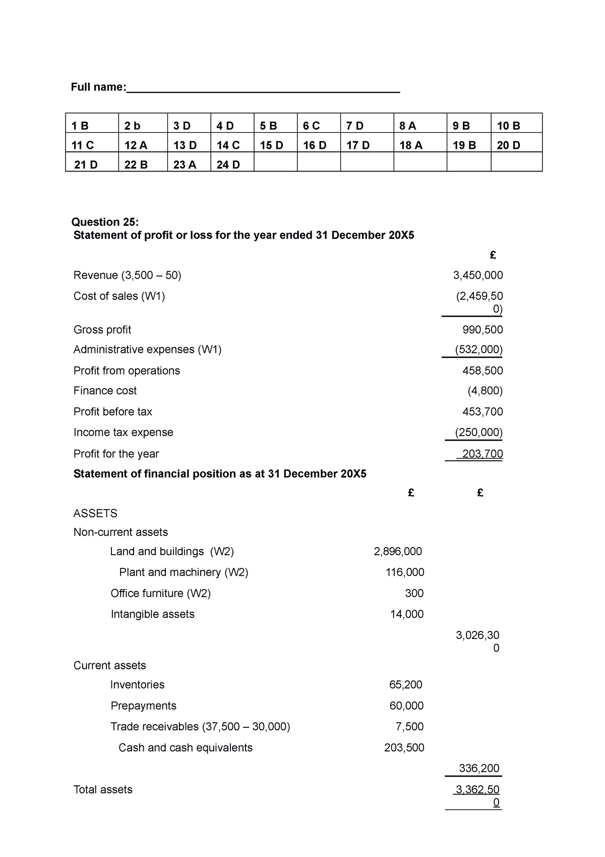 Answer đề 1 - Copy - For Accounting Cfab Exam - Full - Studocu