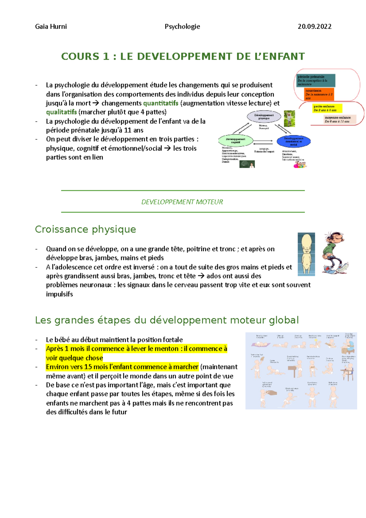 1 - Développement de l'enfant - COURS 1 : LE DEVELOPPEMENT DE L’ENFANT ...