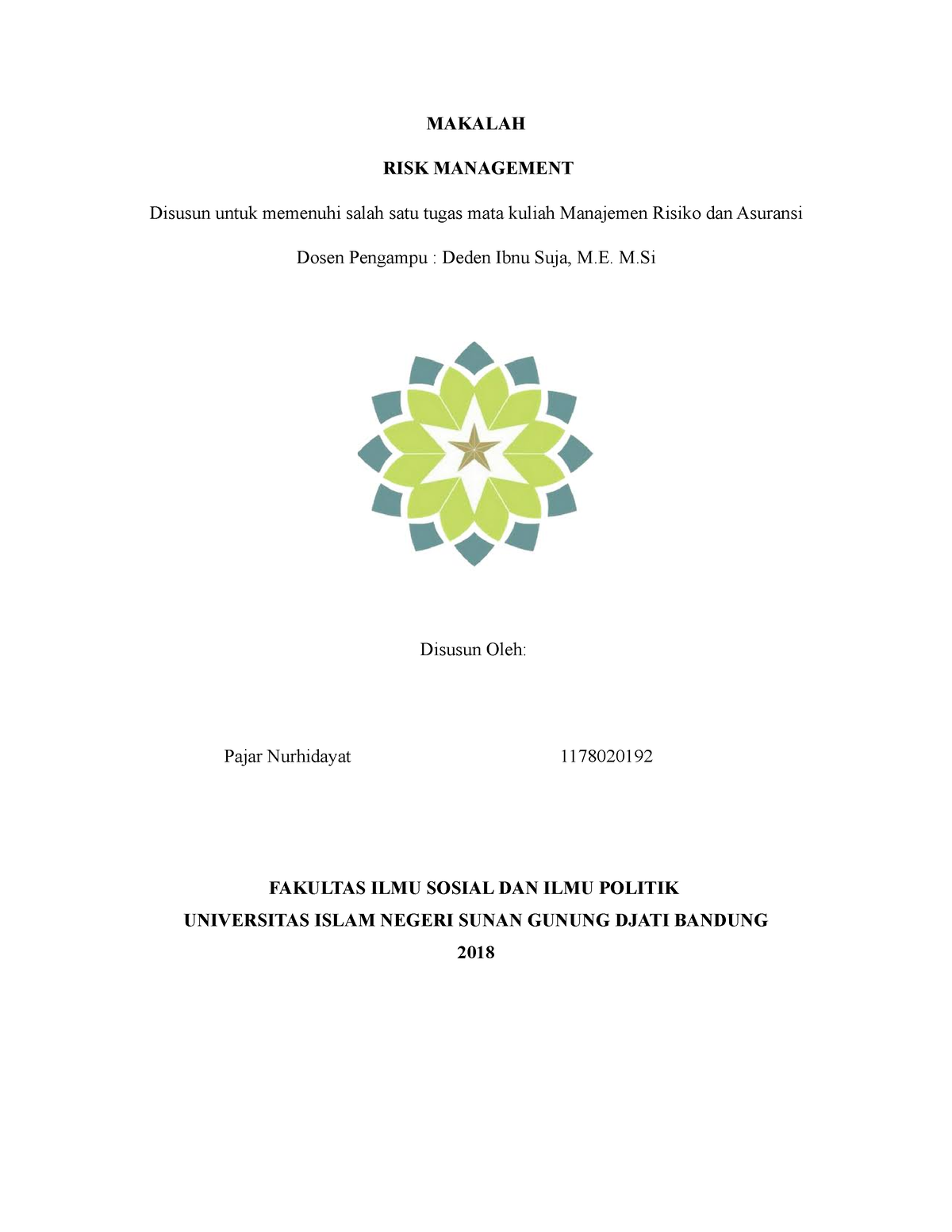 Manajemen Risiko DAN Asuransi Riskmanagement - MAKALAH RISK MANAGEMENT ...