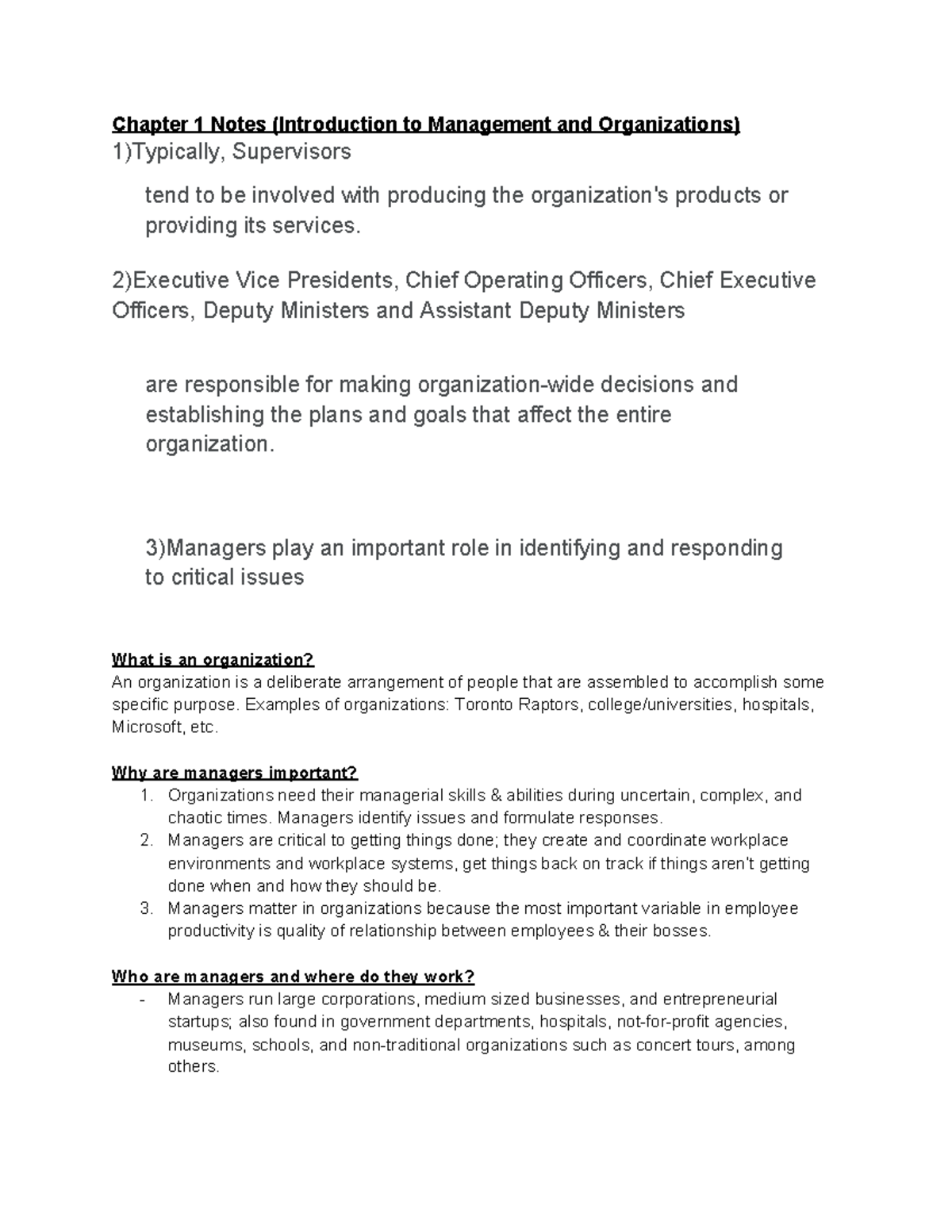 Introduction to Management and Organizations - Studocu