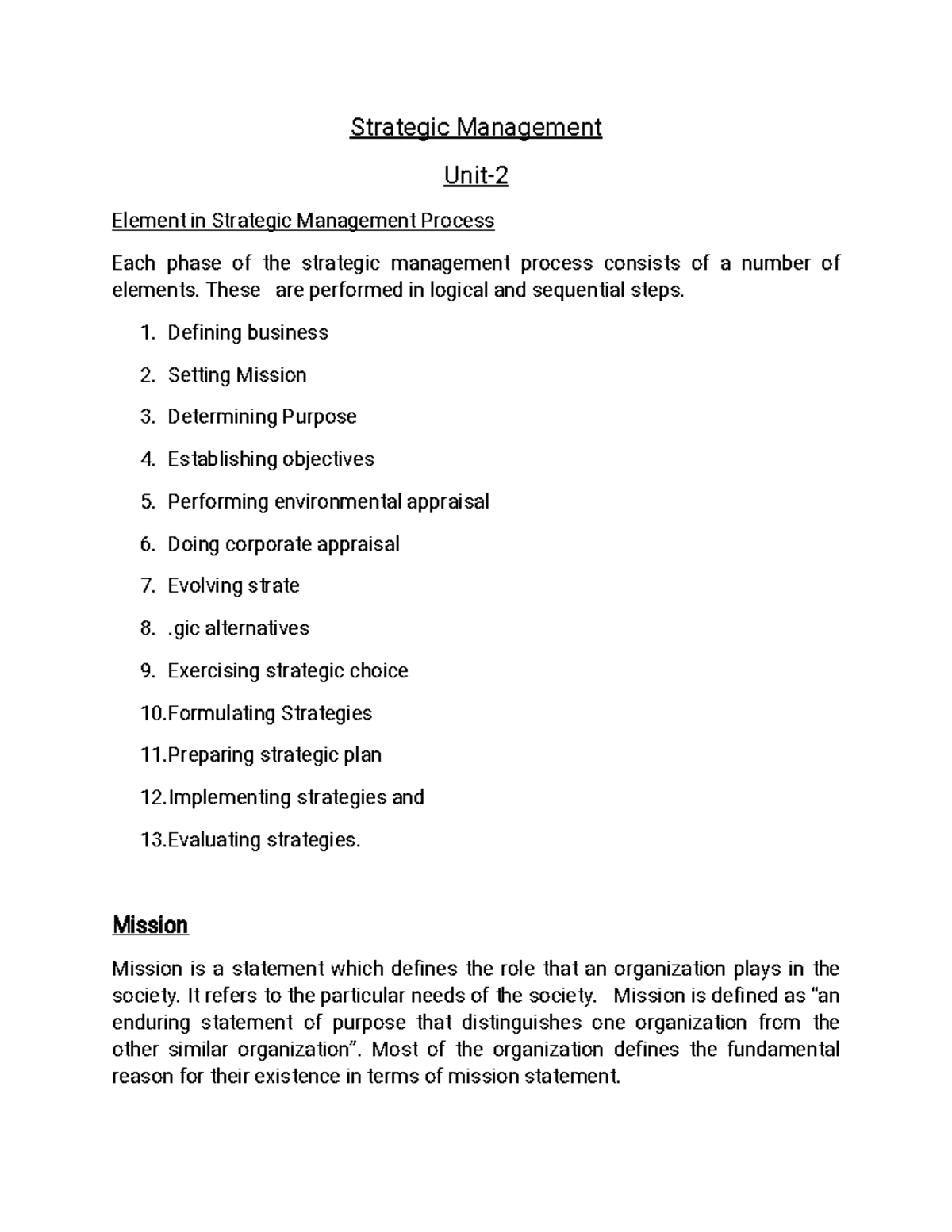 Strategic Management (UNIT 2) MBA - StrategicManagement Unit- 2 ...