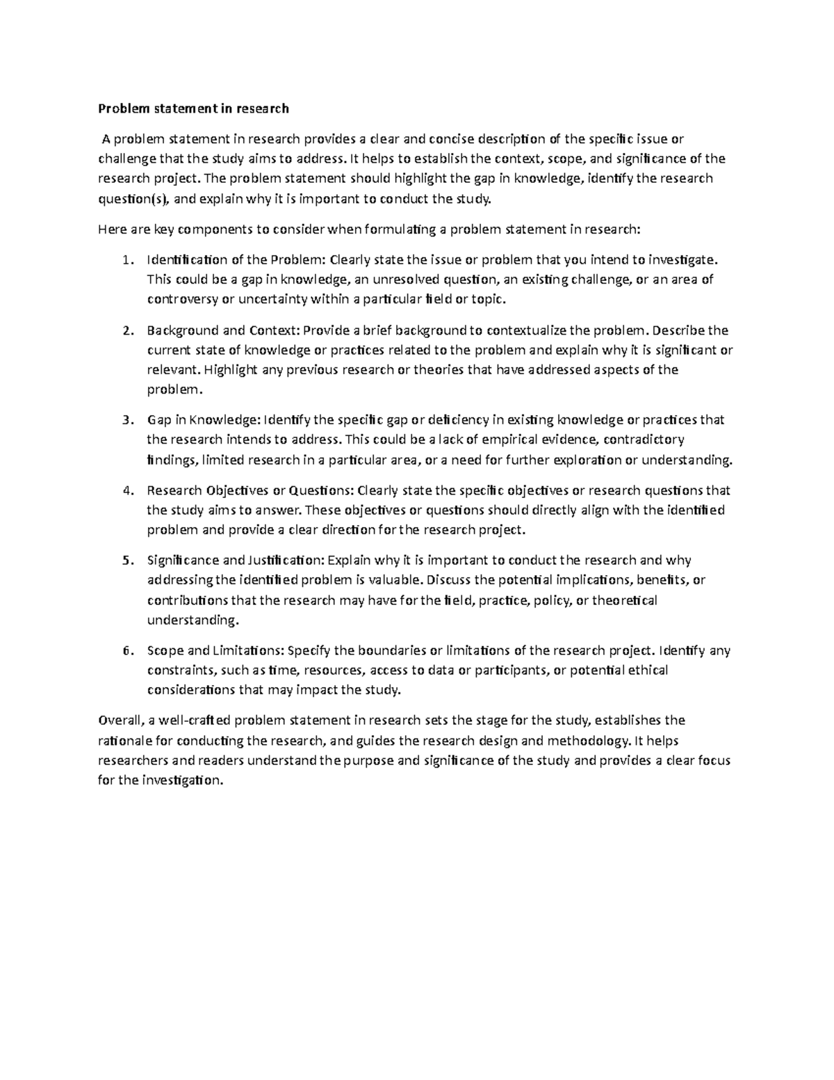 Problem statement in research - It helps to establish the context ...