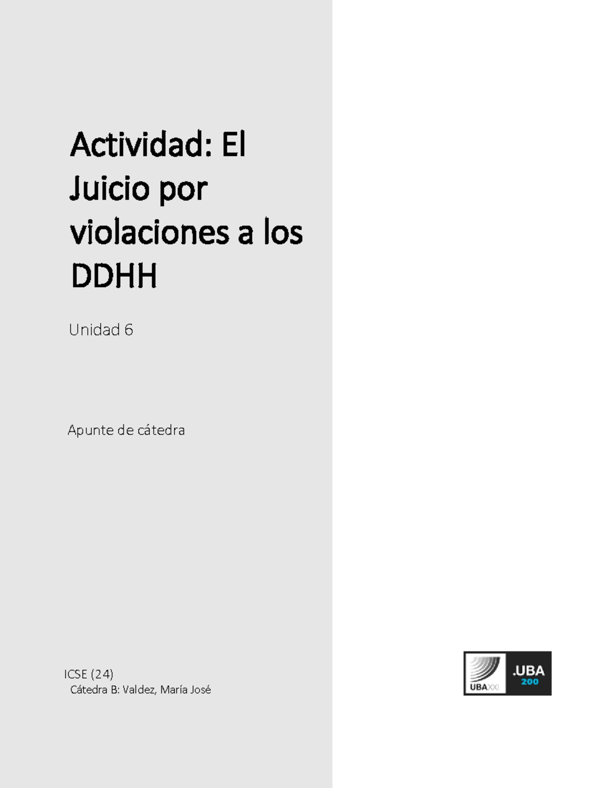 ICSE B CIV Actividad DDHH - Actividad: El Juicio Por Violaciones A Los ...