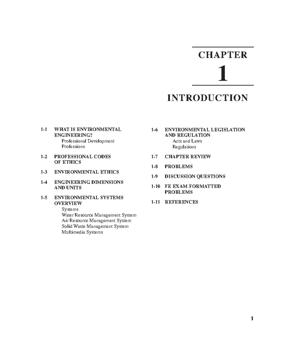 Introduction to Environmental Engineering Chapter 1 - CHAPTER 1 ...