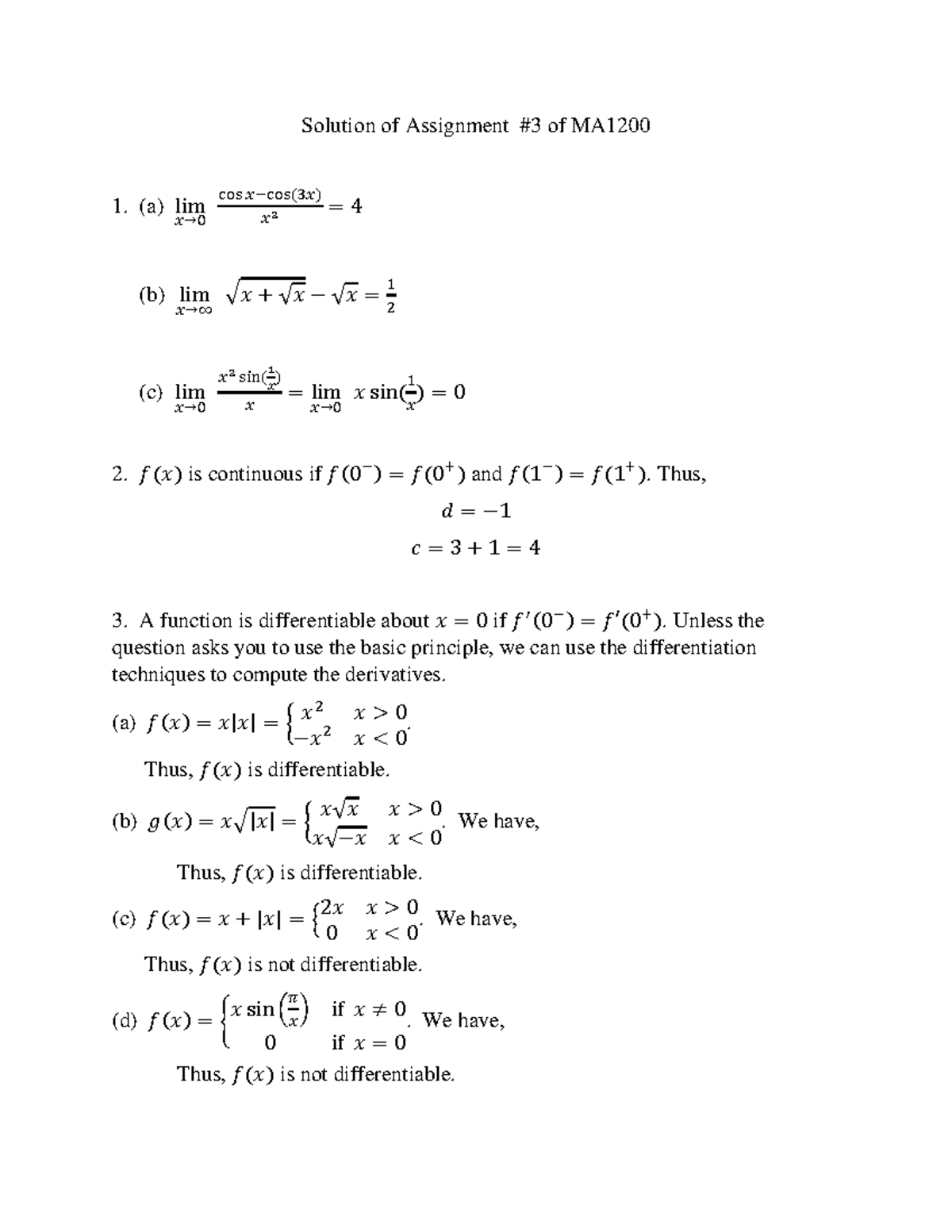 Answers+of+Assignment+3+of+MA1200 - Solution of Assignment #3 of MA (a ...