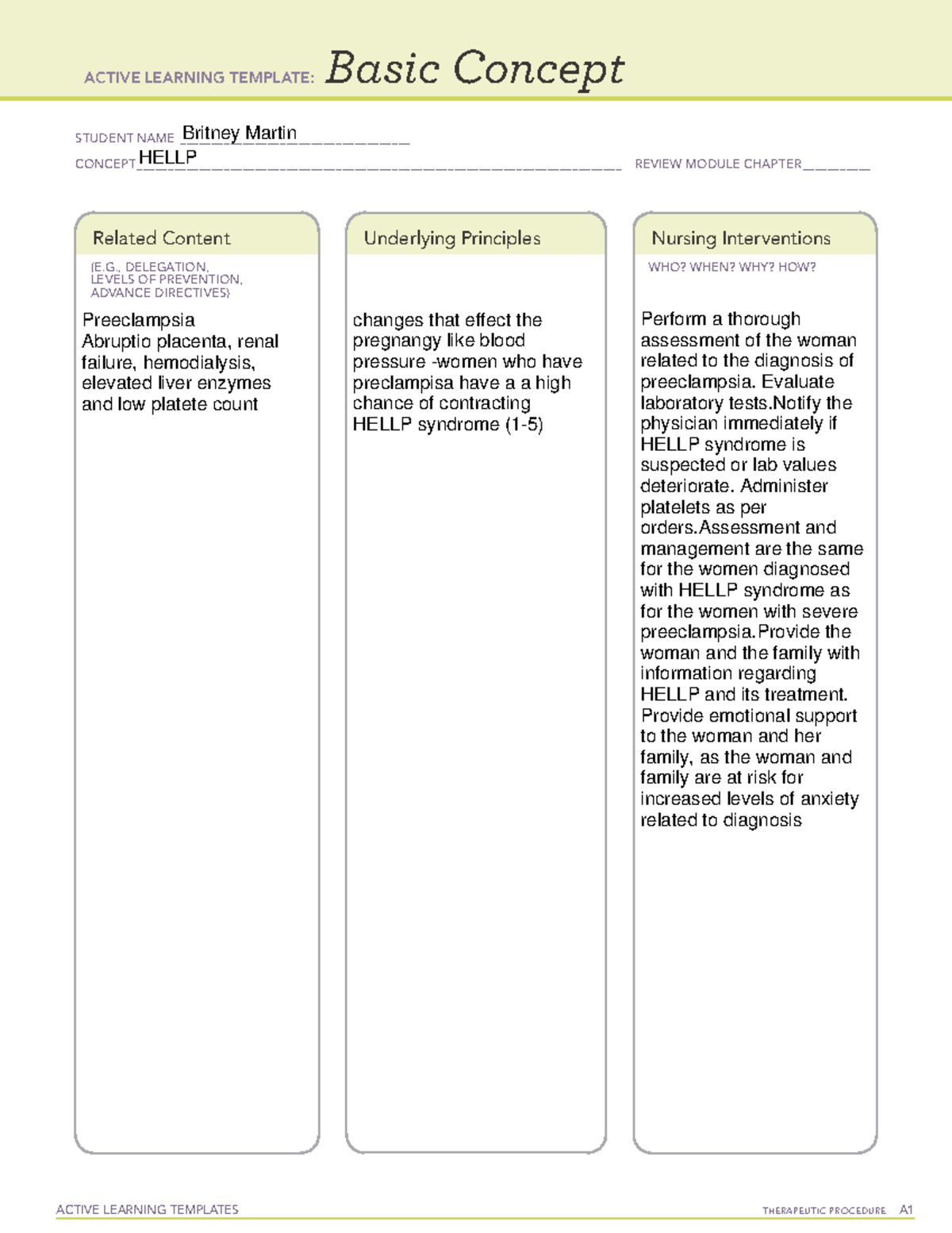 0116 Hellp - ATI Notes - NSG 120 - ACTIVE LEARNING TEMPLATES ...