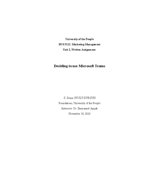 DGD Bus5112 Written Assignment Unit1 - University of the People BUS ...