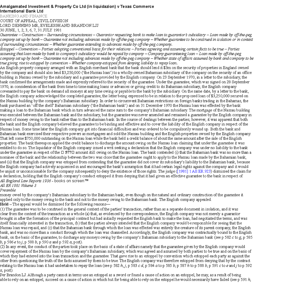 Amalgamated Investment case in Administrative Law Amalgamated