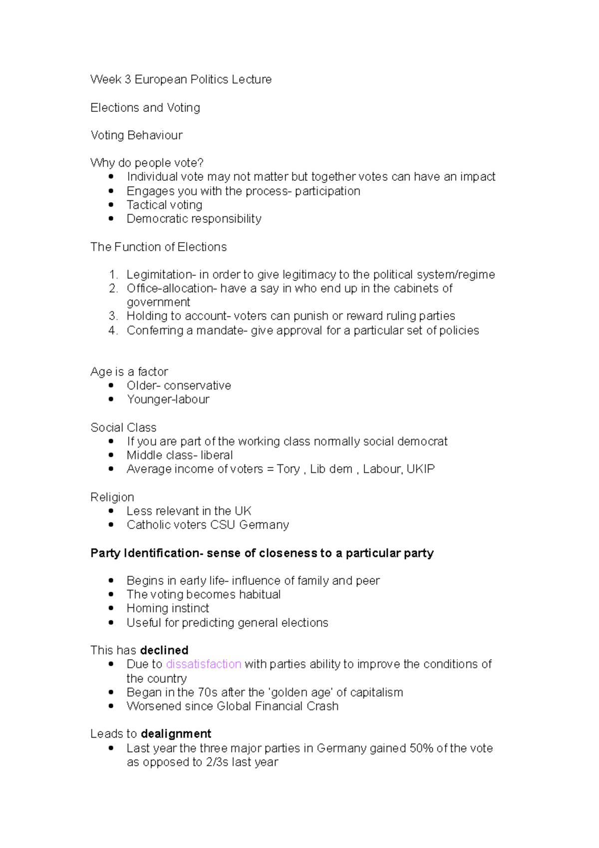 Week 3 European Politics Lecture + Seminar - Week 3 European Politics ...