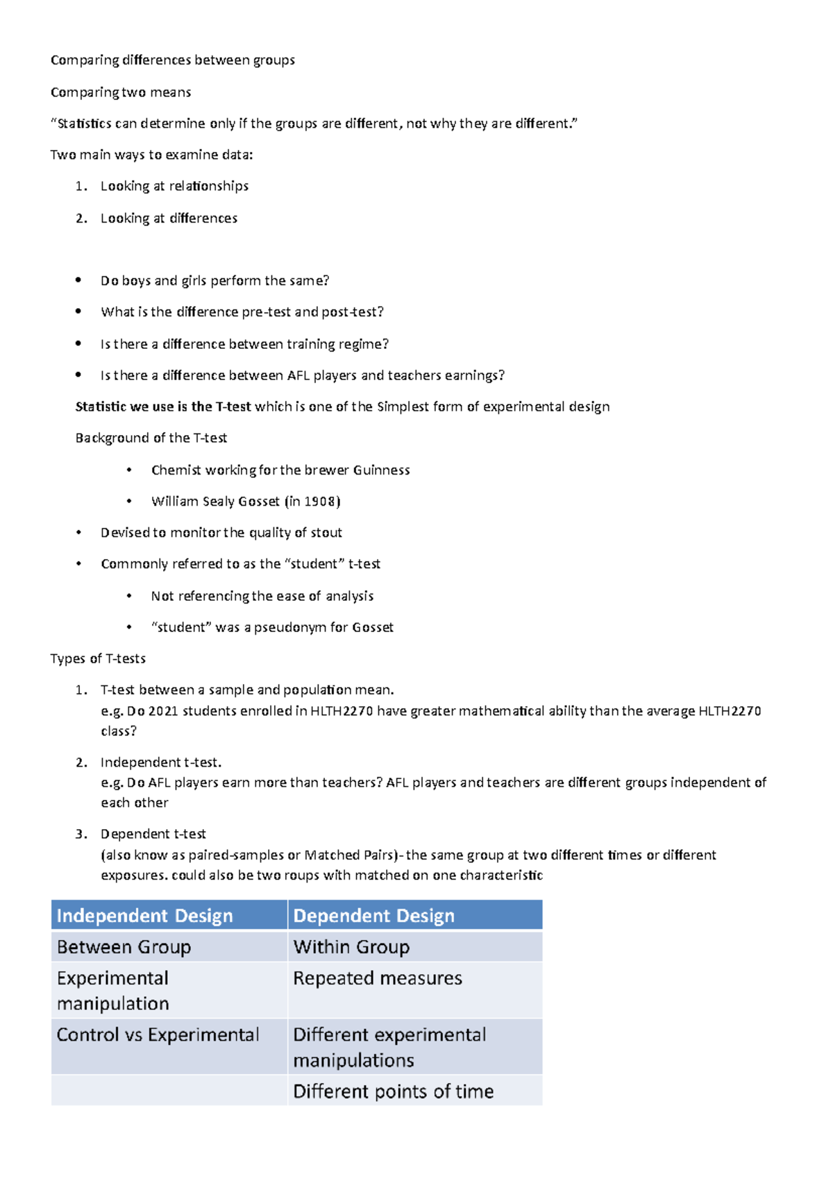 Comparing differences between groups - Comparing differences between ...