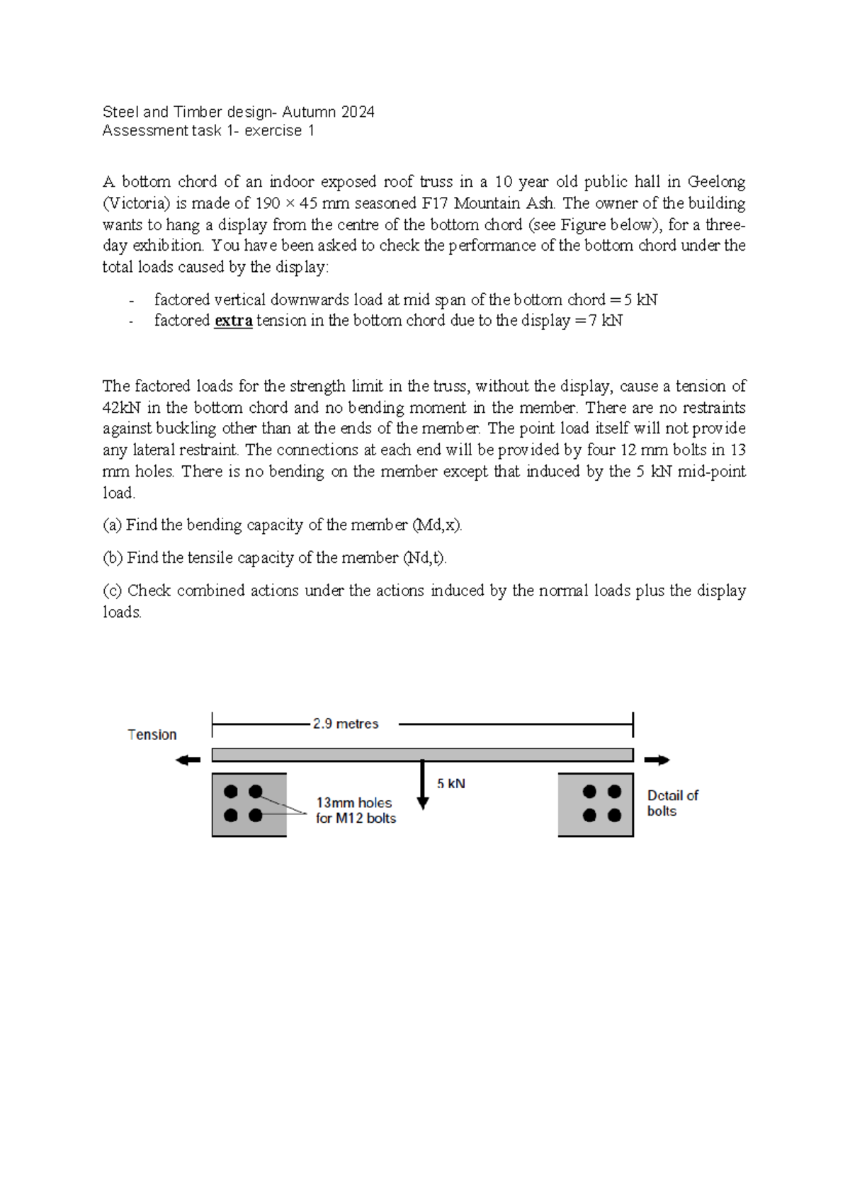Assessment task 1-2-2 - Steel and Timber design- Autumn 2024 Assessment ...