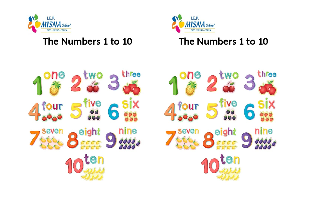 Class-numbers - sonhgnuuygv - ingles 1 - The Numbers 1 to 10 The ...