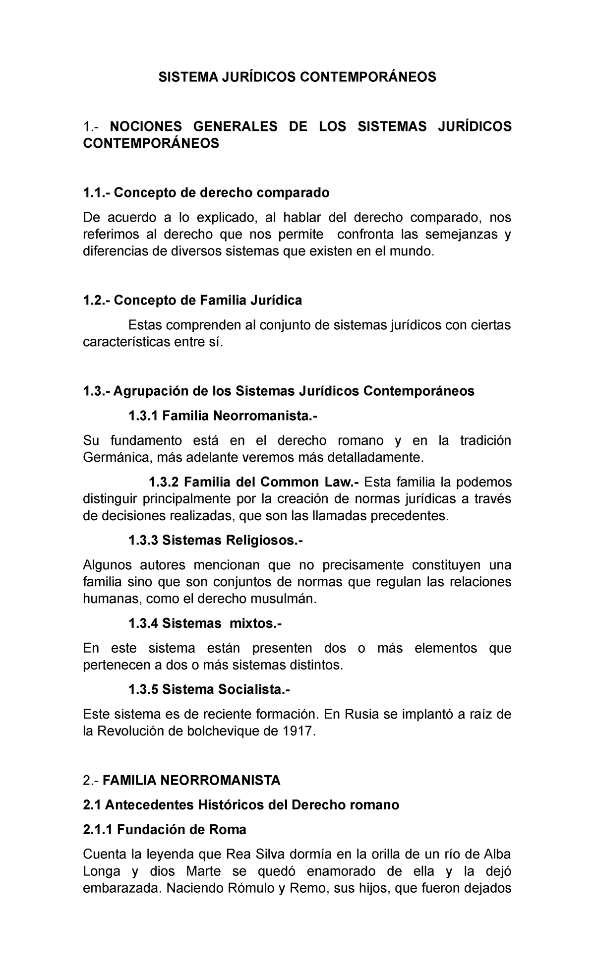 Sistema Jurídicos Contemporáneos Completo 2021 - SISTEMA JURÍDICOS ...