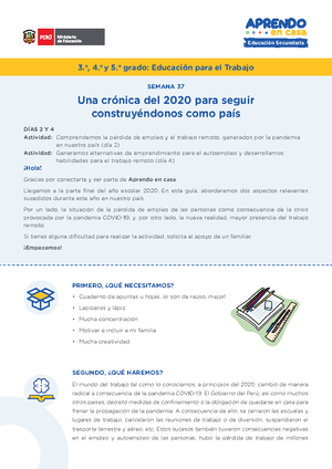 Semana 27 EPT 5to - es sobre pasos para un proyecto de emprendimiento ...