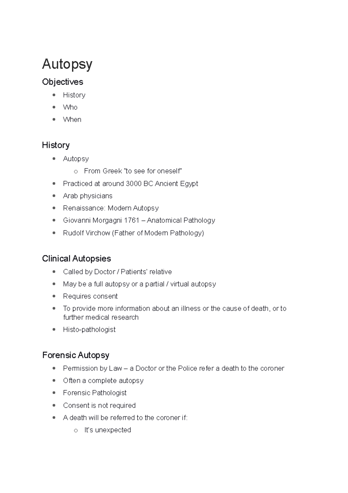 Autospy - Lecture notes from the slides provided by the lecturer
