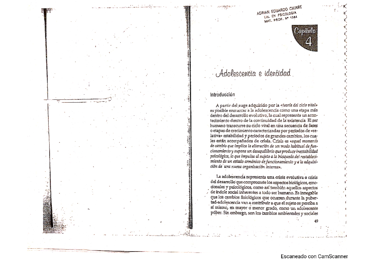 Yuni Urbano Adolescencia E Identidad ESTUDIEN Psicologia Del 