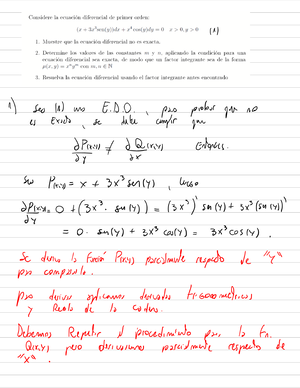 EDO Ejercicios - Ecuaciones Diferenciales Ordinarias - Studocu