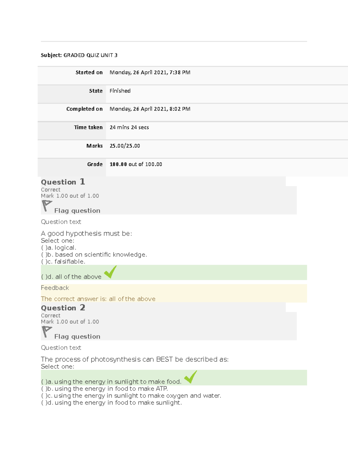 Environment Science 1301 Graded Quiz Unit 3 - Subject: GRADED QUIZ UNIT ...