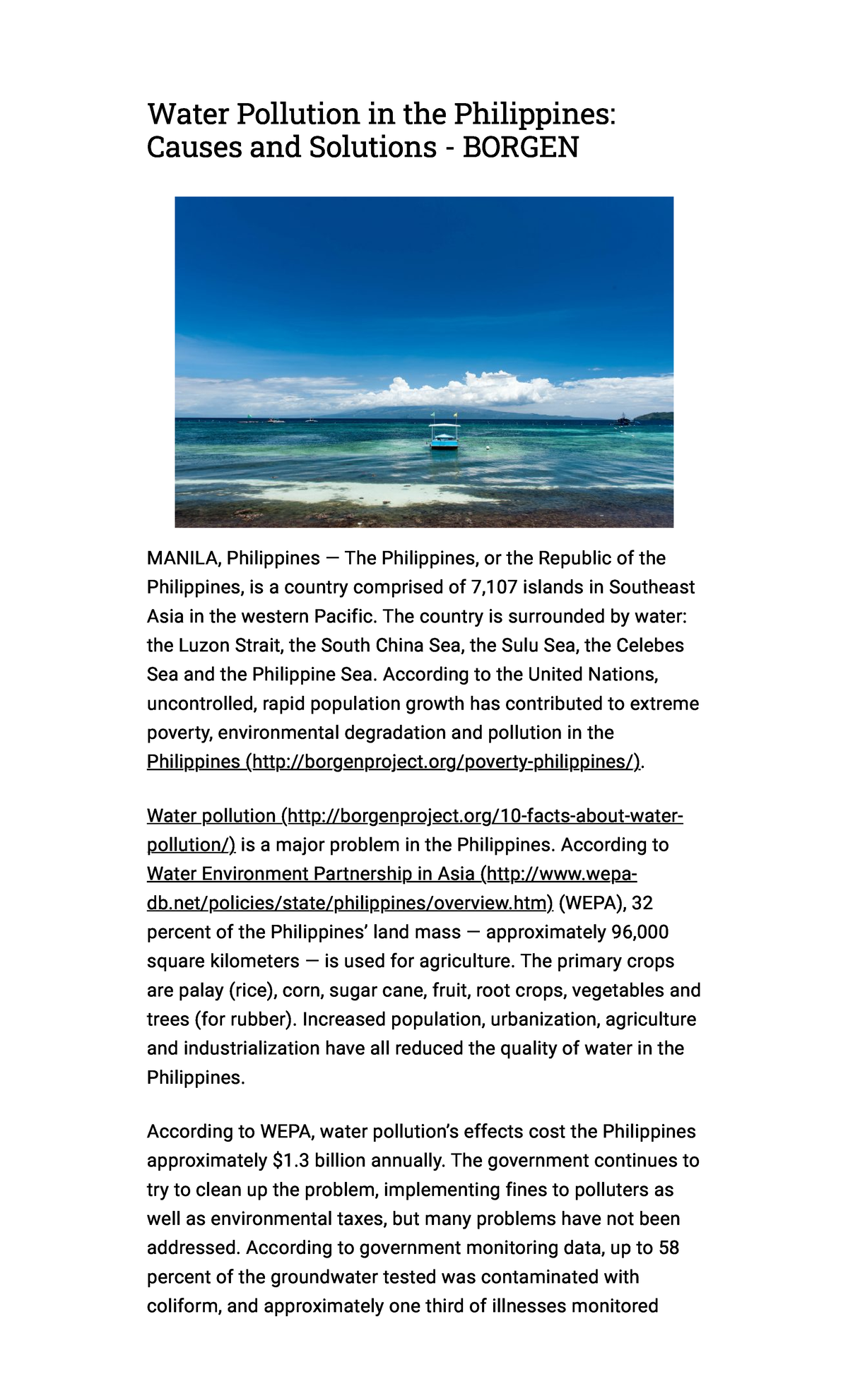 water pollution in the philippines research paper