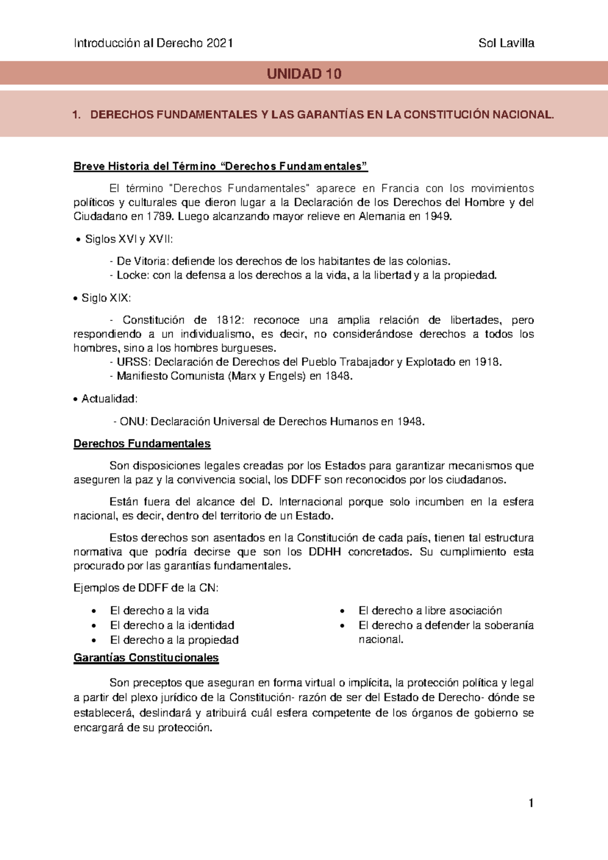 Resumen U10 Intro al Derecho - Breve Historia del Término “Derechos ...