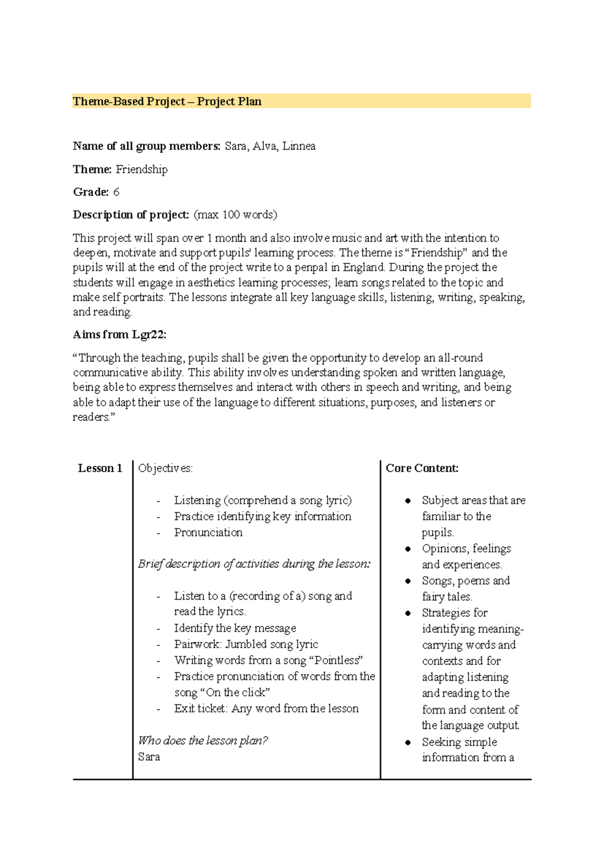 Project Plan - Engelska - Theme-Based Project – Project Plan Name of ...