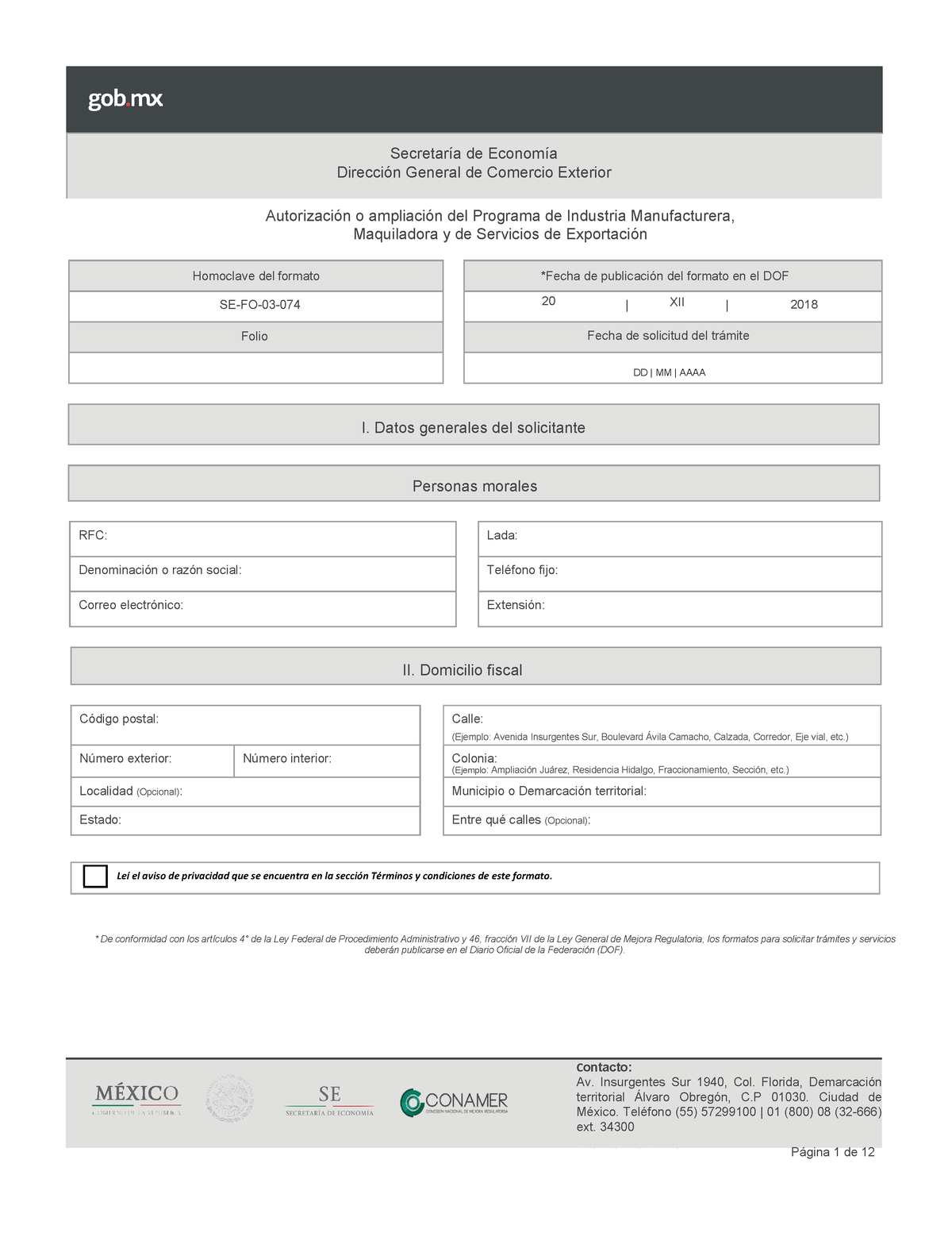 Programa Immex - Contacto: Av. Insurgentes Sur 1940, Col. Florida ...