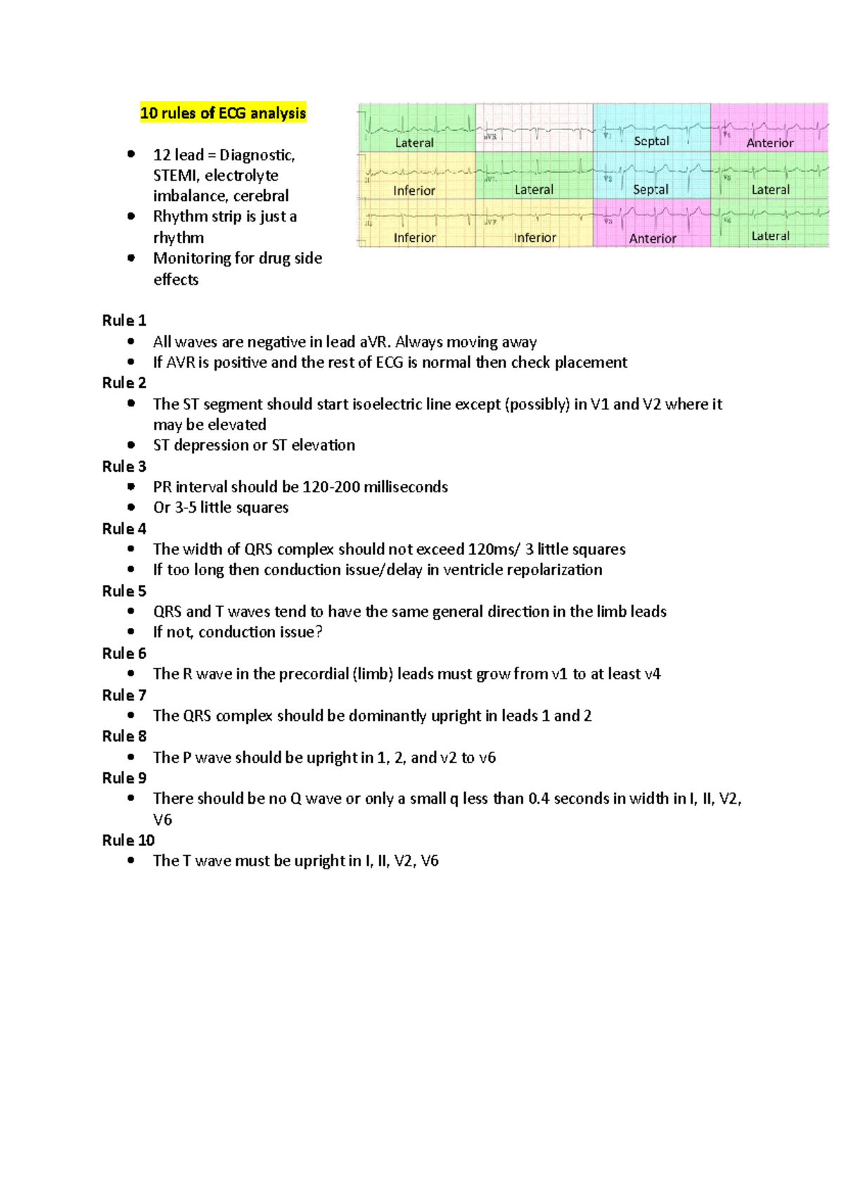 10 rules of ECG analysis - 10 rules of ECG analysis 12 lead ...