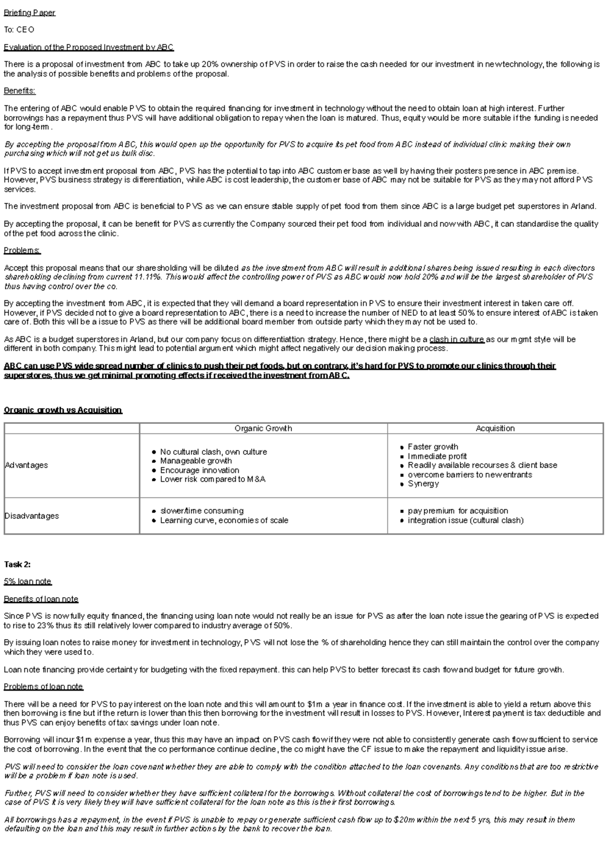 SBL June 2024 Analysis 3 - Briefing Paper To: CEO Evaluation of the ...