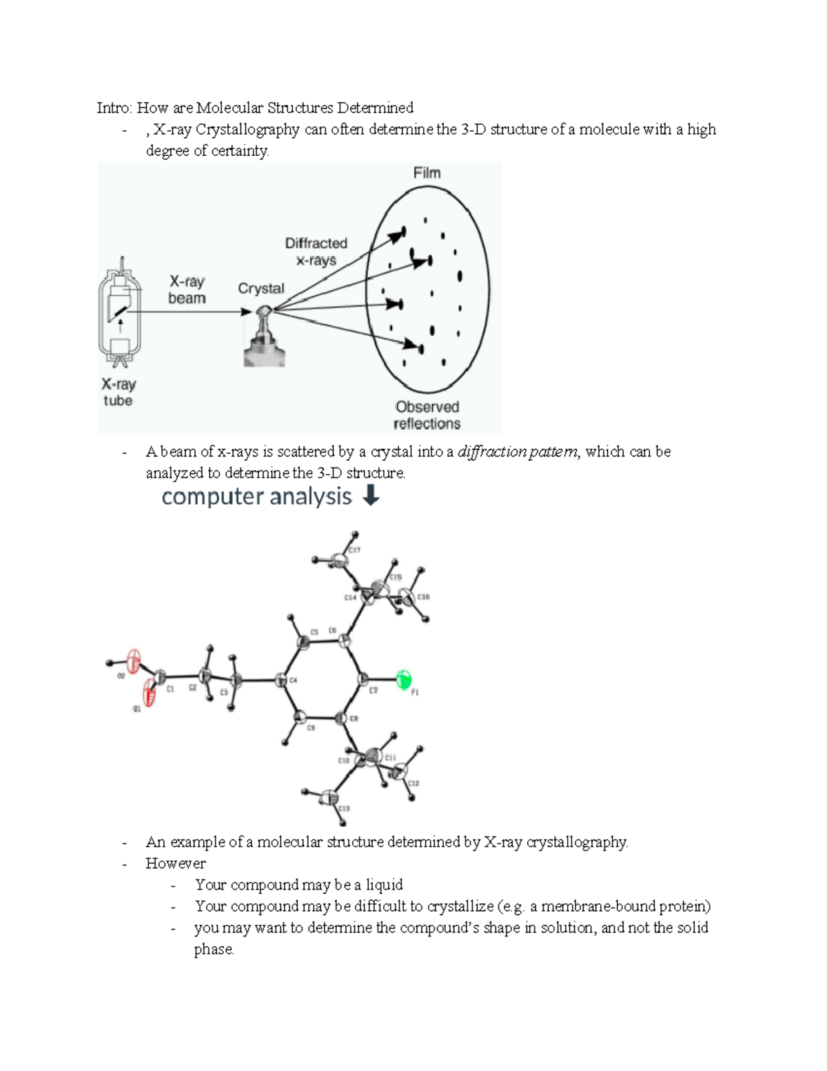 Mass Spectrometry Intro How are Molecular Structures Determined , Xray Crystallography can
