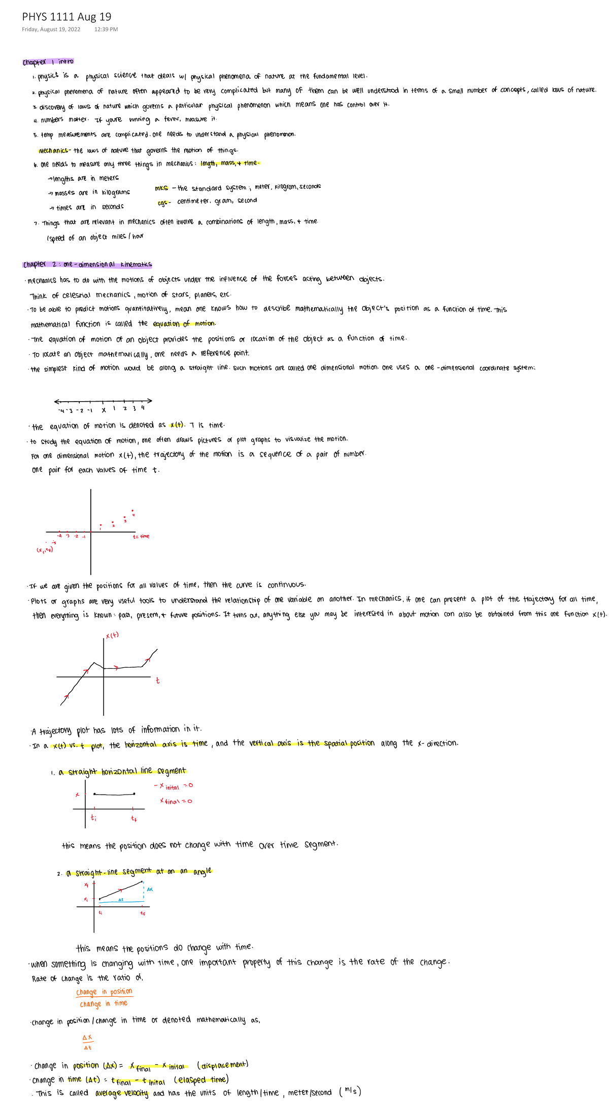 PHYS 1111 Aug 19 - KK Mon - PHYS 1111 - PHYS 1111 Aug 19 Friday, August ...