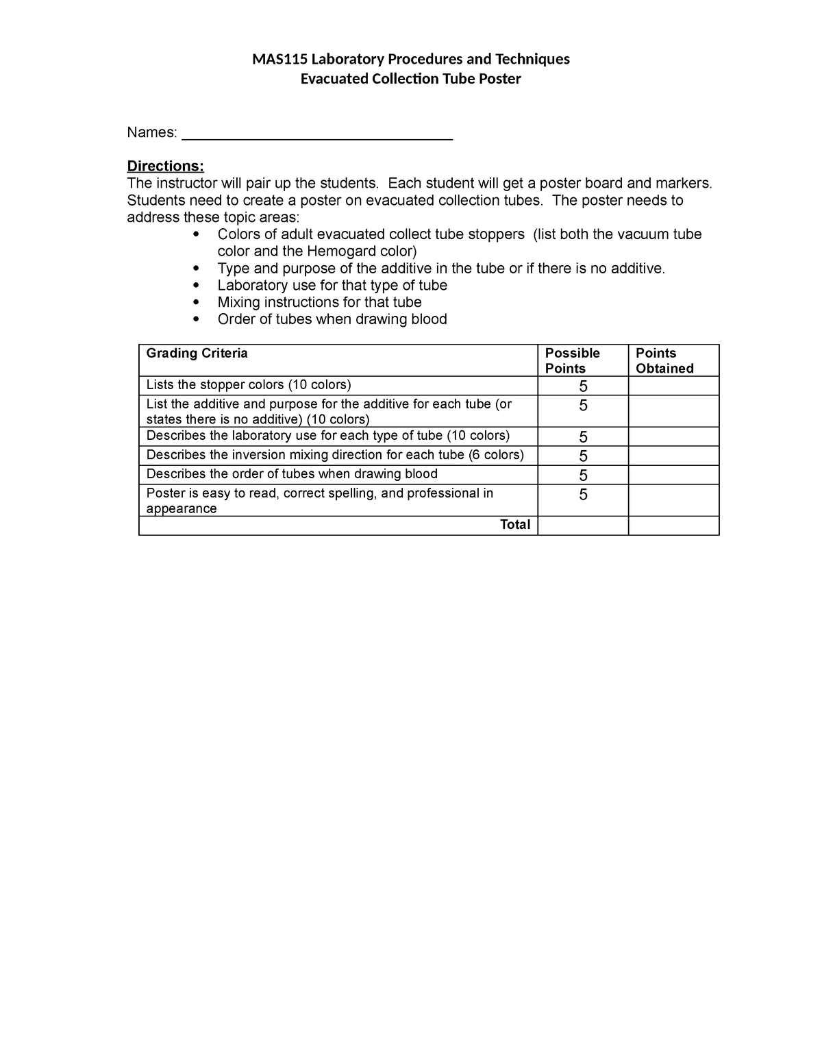 MAS115 Week 3 Evacuated Tube Poster - MAS115 Laboratory Procedures And ...