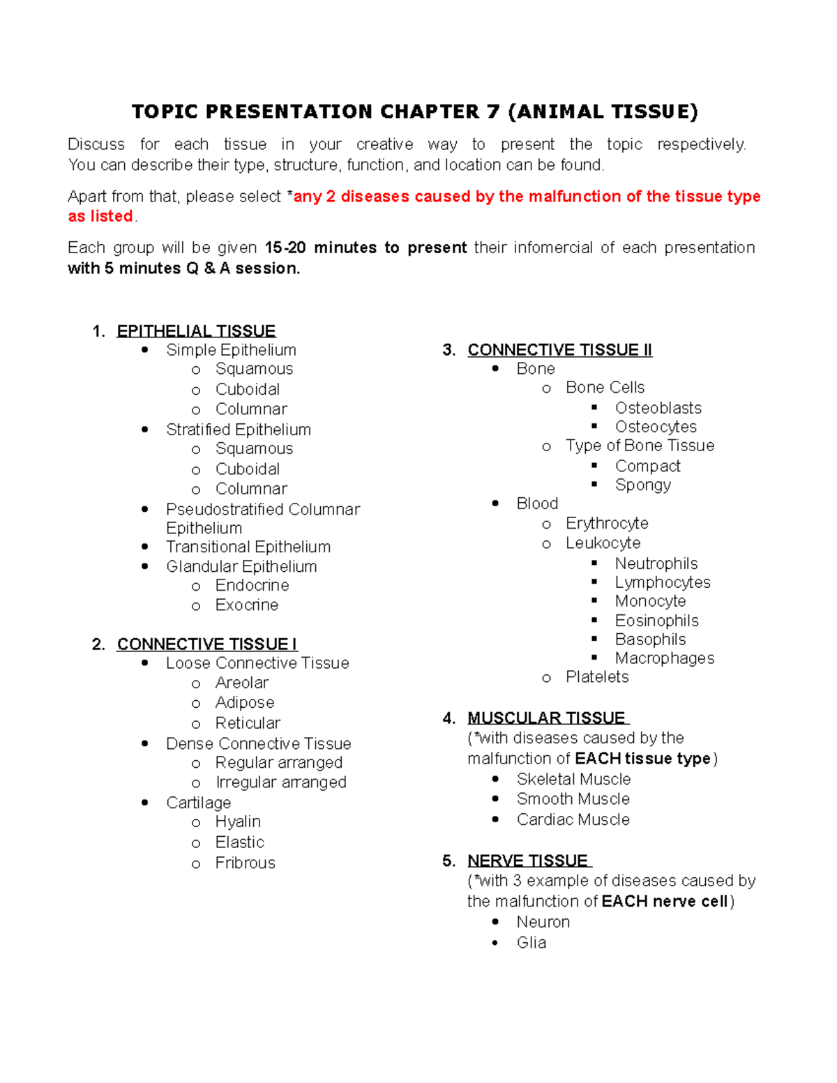 BIO122 Topic Presentation (Chapter 7 Animal Tissue) - TOPIC ...