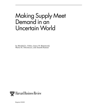 making supply meet demand in an uncertain world