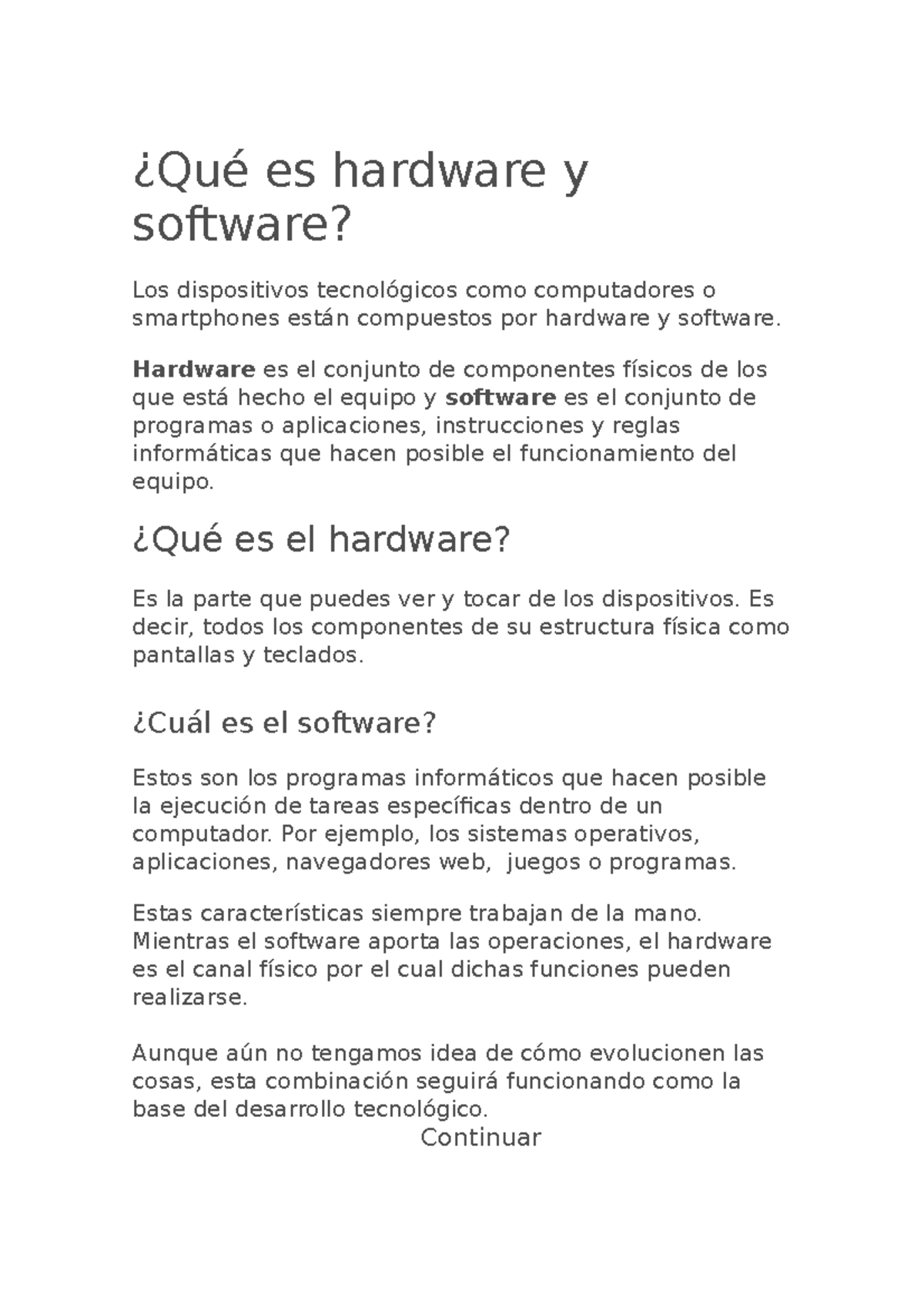 Hardware ¿Qué es hardware y software? Los dispositivos tecnológicos