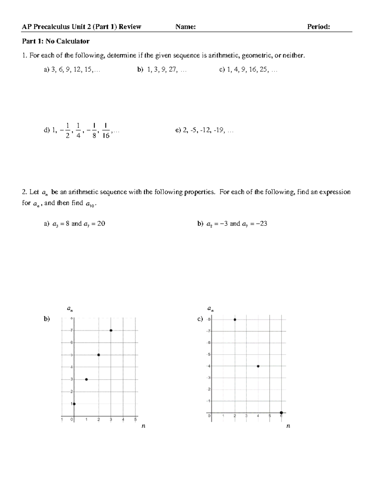 Unit 2 (Part 1) Review - Homework For This Class - AP Precalculus Unit ...